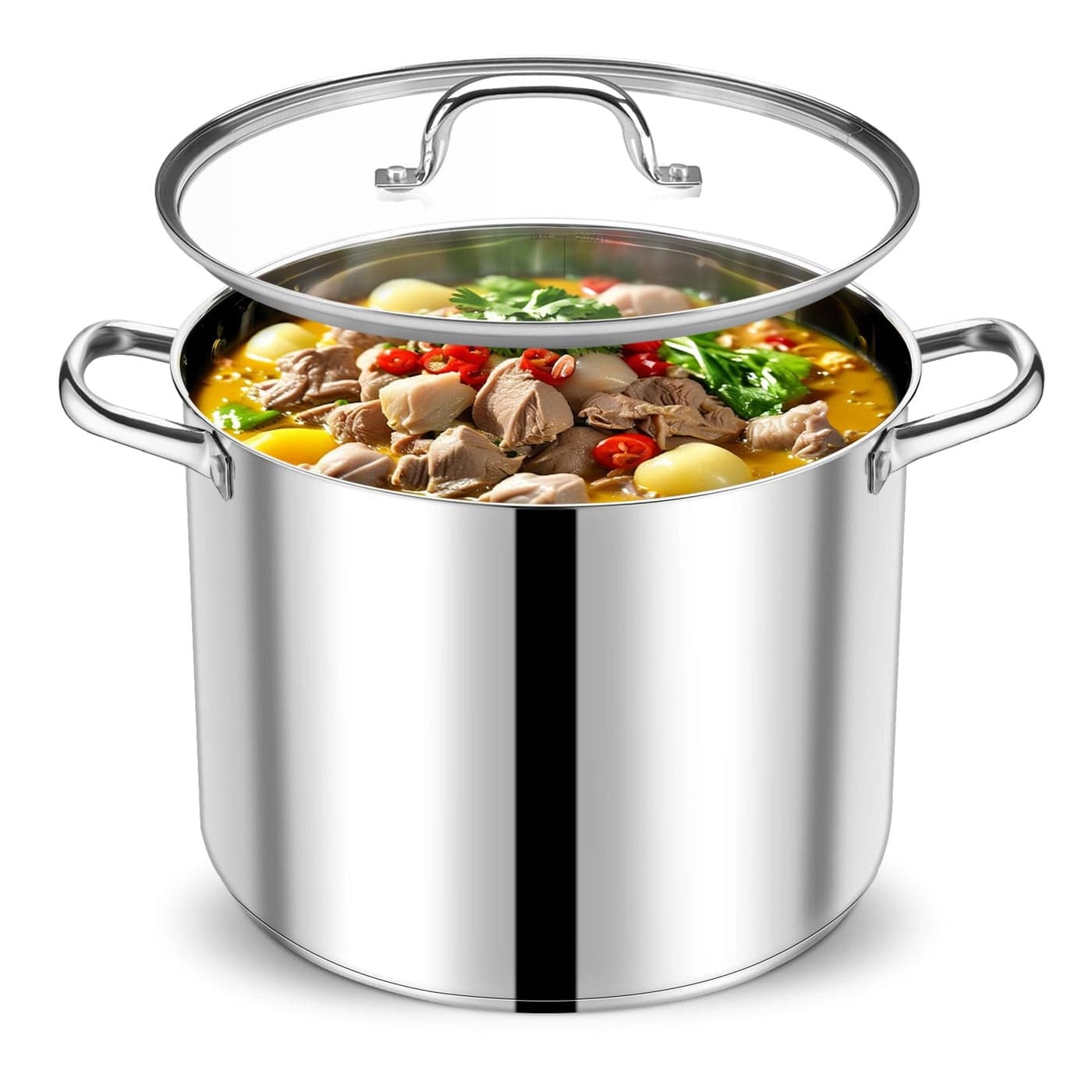 PP CHEF 20 QT Stock Pot with Lid Stainless Steel Large Cooking Pot Soup Canning Stockpot for Stewing Simmering Triply Bottom for All Stoves HeavyDuty Dishwasher Safe FoodGrade