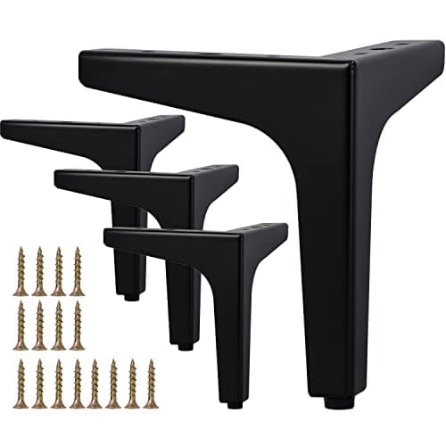 La Vane 4 Inch Metal Furniture Legs, Set of 4 - Modern Diamond Triangle Black DIY Replacement Feet Corner Legs for Cabinet, Sofa, Sideboard, Couch, Dresser Makeover