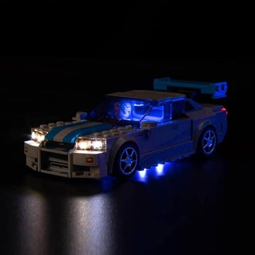 BrickBling LED Light Kit Compatible with Lego Speed Champions Fast Furious Nissan Skyline GTR R34 Car Building Set Blue Underglow Lights Compatible with Lego 76917 Not Come with Model