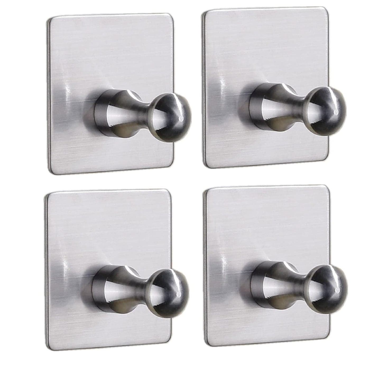 Bath Towel Hooks Stainless Steel Coat Hooks Creative Robe Hook Adhesive Hook for Bathroom Bedroom Hotel Kitchen Garage 4 Pack Brushed Nickel B