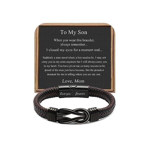JoycuFF Mother And Son Bracelet, Birthday Gifts for Son from Mom, Christmas Anniversary Knot Bracelet for Men Love You Forever