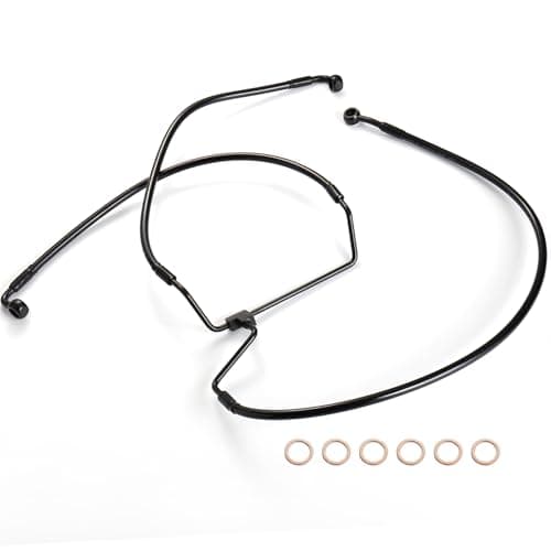 Front Dual Disc Brake Line 14 Handlebars 4 Extension Brake Cable NO ABS for Harley 20142023 Touring Road KingRoad GlideStreet GlideElectra Glide Models Stainless Steel Braided Black