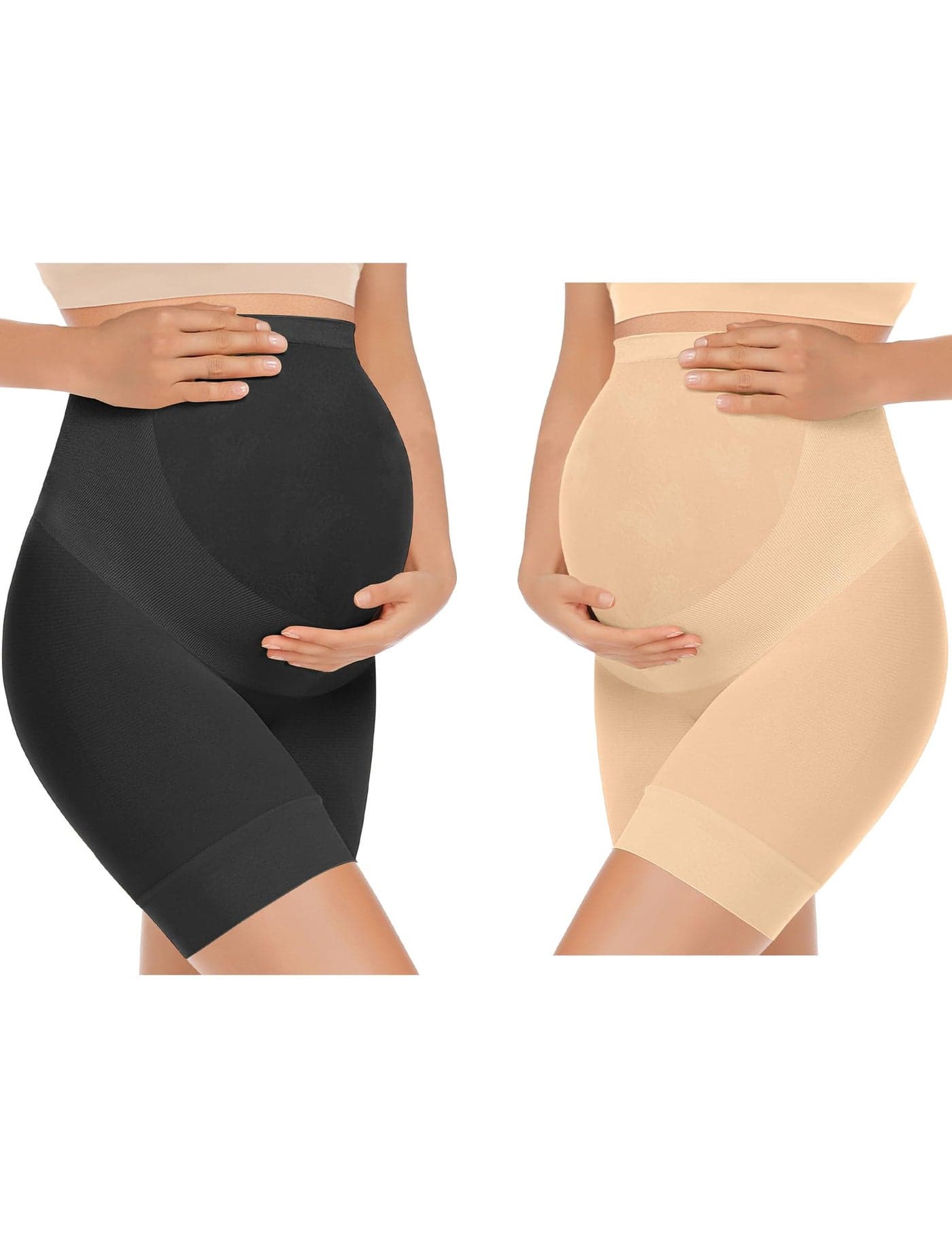 KIM S Maternity Clothes Maternity Dress Summer Maternity Shapewear Underwear for Dresses Maternity Shorts Over Belly Maternity Underwear Over the Bump Pregnancy Underwear for Women (Nude+Black S)