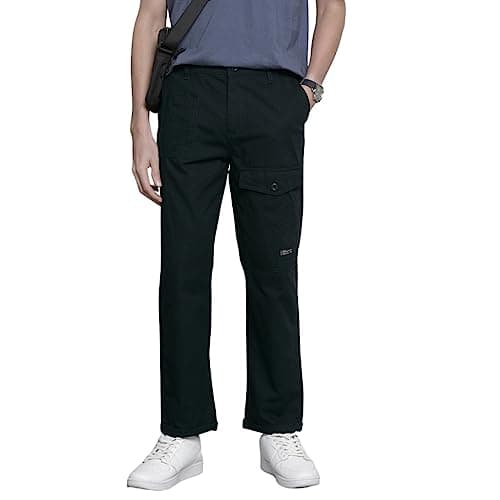 The Indian Garage Co Men Relaxed Fit Solid Mid-Rise Trousers Navy