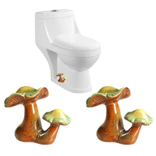 Mushroom Toilet Bolt Caps Porcelain Toilet Bolt Covers Decorative,Fun Toilet Screw Cover Caps,2Pcs Ceramic Mushroom Toilet Screw Caps,Toilet Bowl Bolt Covers for Bathroom Decor,Easy to install (A)
