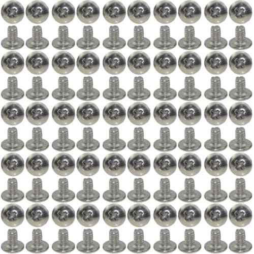 XunLiu 100pcs 304 Stainless Steel Flat Head Phillips Machine Screws M2.5 4mm