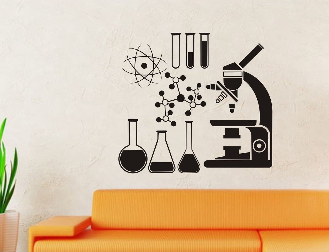 Wall Sticker Science and Chemistry Icons Wall Decal and Sticker Size(64 * 59) Cm