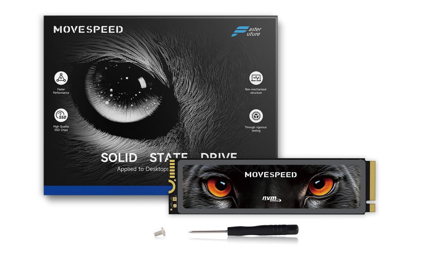 MOVE SPEED HB7450 4TB Internal Solid State Drive for PS5 with Heatsink TLC NAND, PCIe 4.0 NVMe M.2 SSD- Up to 7450MB/s, 3D NAND Storage Expansion Compatible with PS5, Laptops and Desktops