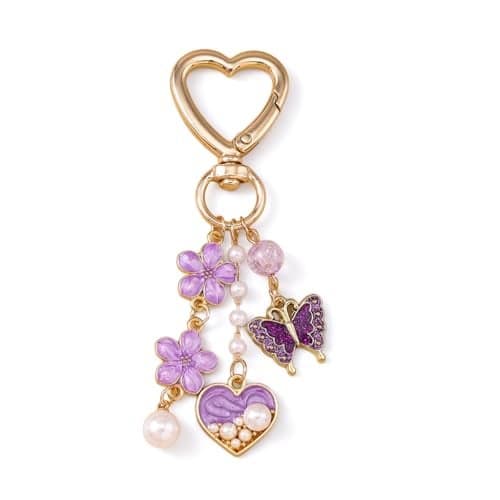 SANNIDHI® Keychain Y2K Heart Butterfly Pearl Flower Bag Charms Cute Aesthetic Accessories for Women Gifts Keys Bags Purse