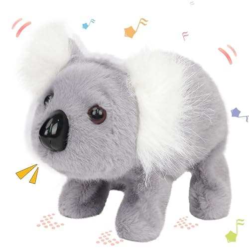 Hopearl Walking Koala Interactive Crawling Wild Animal Electronic Plush Toy Animated Gifts for Toddlers Birthday Gray 8