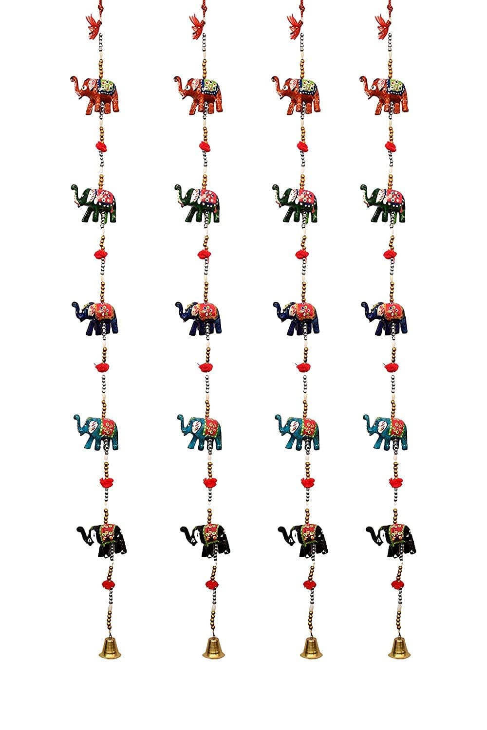 ADITYA IMPEX Rajasthani Elephant Traditional Handicraft Hanging Pair Ladi Set of 4 pcs Decorative Toran Latkan for Home D?cor, Wall & Main Door (Multicolor)