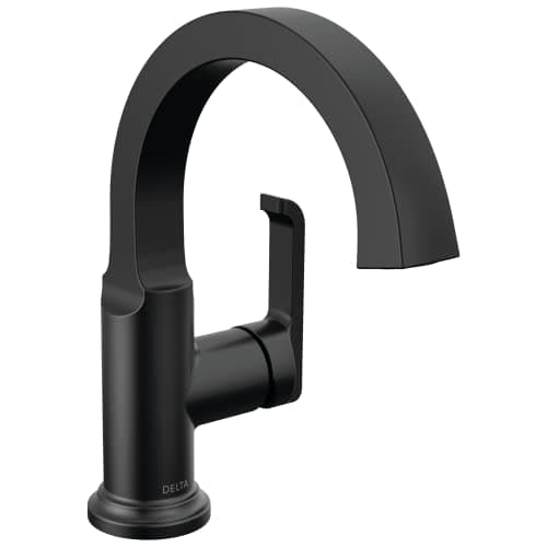 Delta Tetra Matte Black Bathroom Faucet 1 Hole Single Hole Bathroom Sink Faucet for Vanity Metal PushPop Drain Assembly Matte Black 588SHBLDST