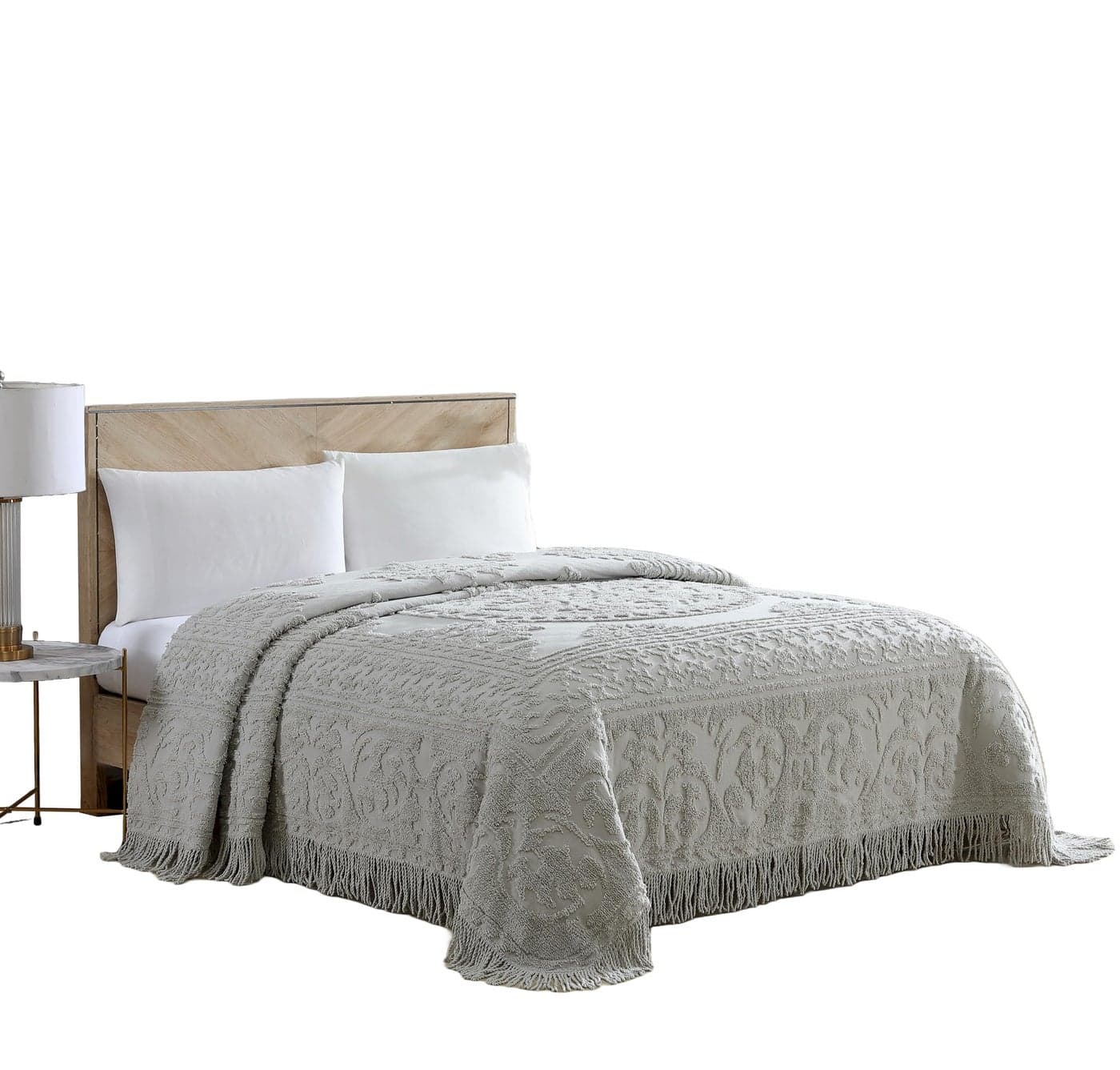 Beatrice Home Fashions Medallion Chenille Bedspread, Twin, Gray