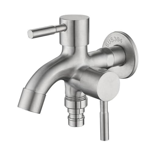 HASTHIP® 1/2 Inch Garden Tap, Two Way Tap, 304 Stainless Steel Faucet, Flush Mounted Washing Machine Faucet Separated Valve, Universal Multipurpose