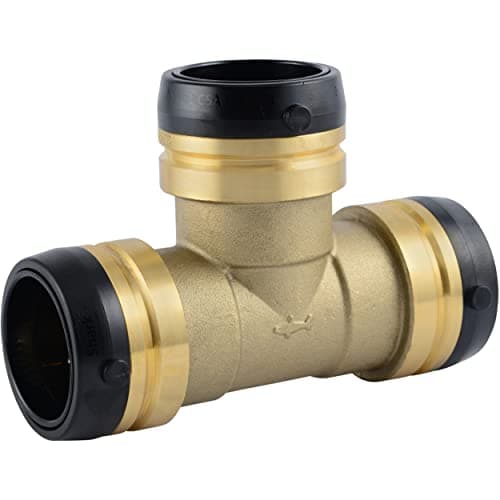 SharkBite 1-1/2 Inch Tee, Push to Connect Brass Plumbing Fitting, PEX Pipe, Copper, CPVC, PE-RT, HDPE, UXL0841