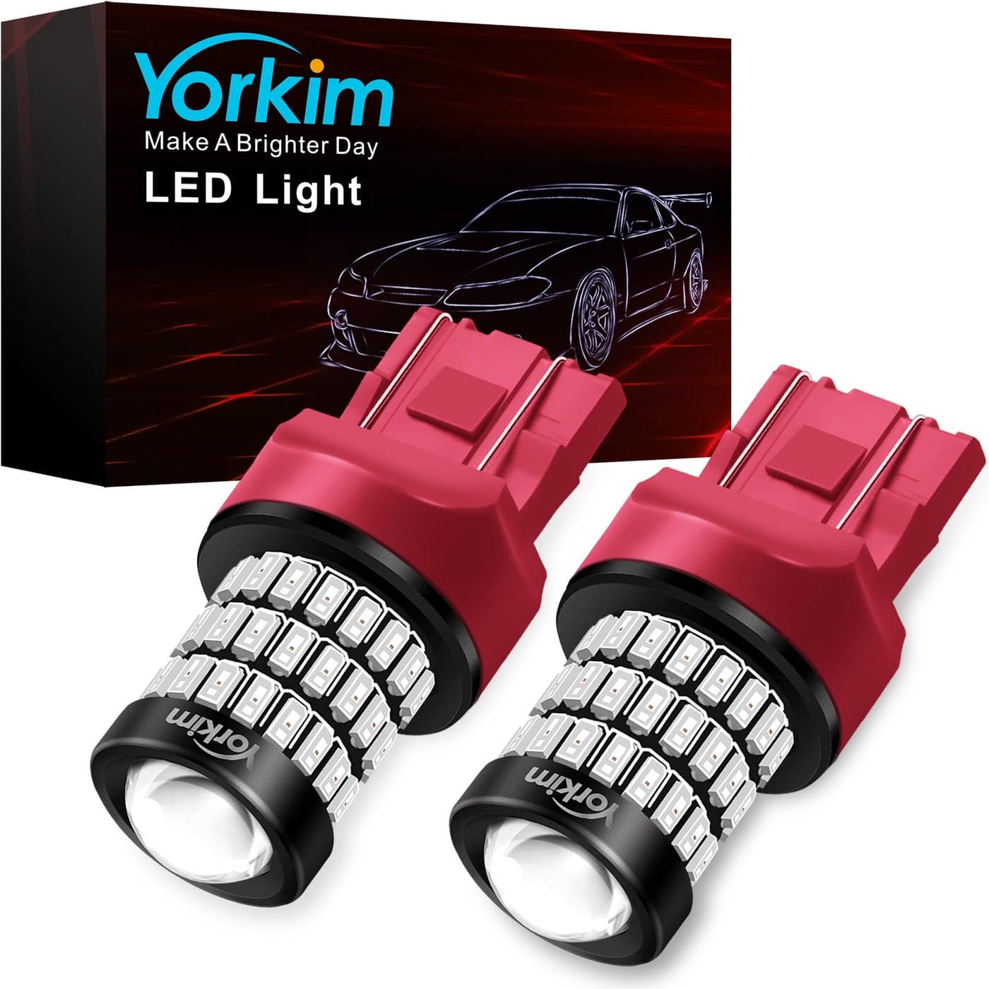 Yorkim Ultra Bright 7440 Led Bulb Red T20 7441 7443 7444 W21W Led Bulb for Backup Reverse Light Break Light Tail Light Turn Signal Light Pack of 2 Red