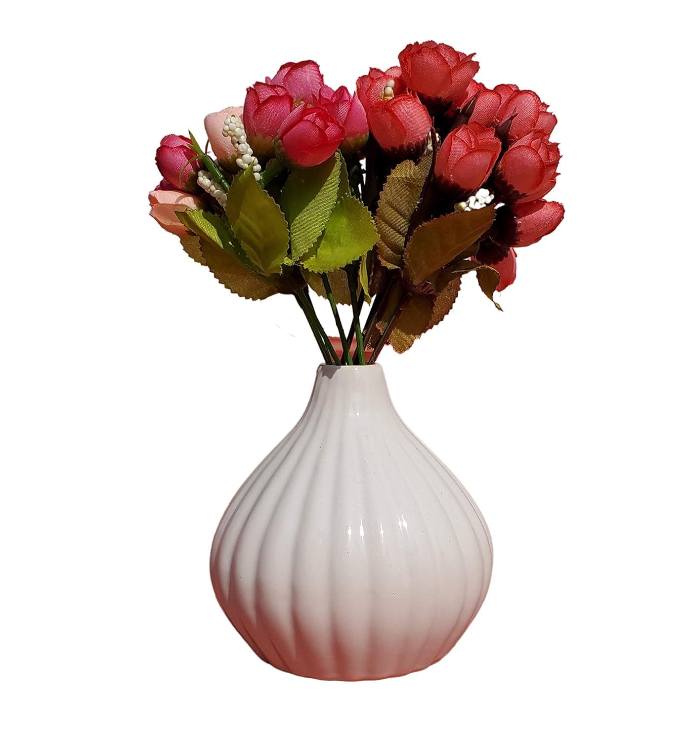 Pure Source India Ceramic Flower Vase Without Flower Medium Size, Ivory White, 1 Piece