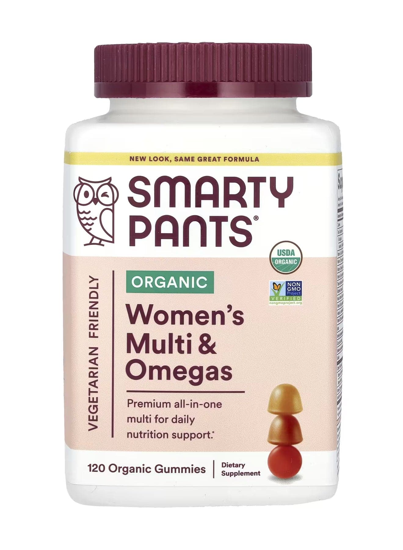 Organic Women's Multi & Omegas Raspberries Lemon Lime and Grape 120 Organic Gummies