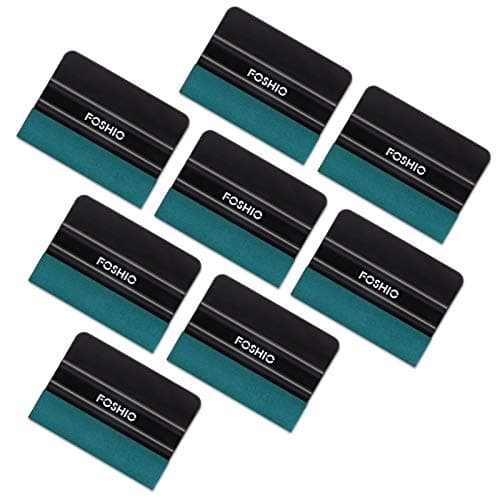 FOSHIO Vinyl Wrap Squeegee 4 Inch with Micro Fiber Suede Felt Edge, Vinyl Scraper for Window Tinting, Sign Making and Sticker Wrap Application Tools, Pack of 8 Black Felt Squeegee for Vinyl