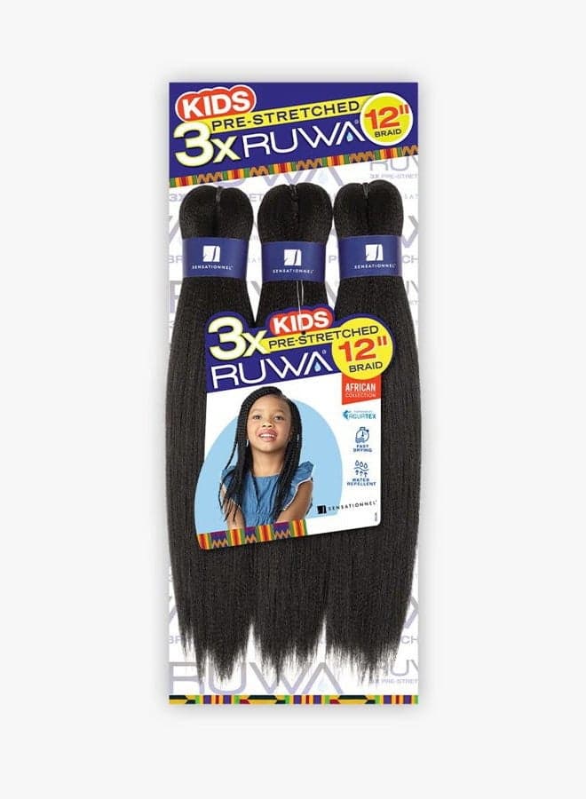 3X RUWA PRE-STRETCHED KIDS BRAID 12″ (5-PACK, 1B)