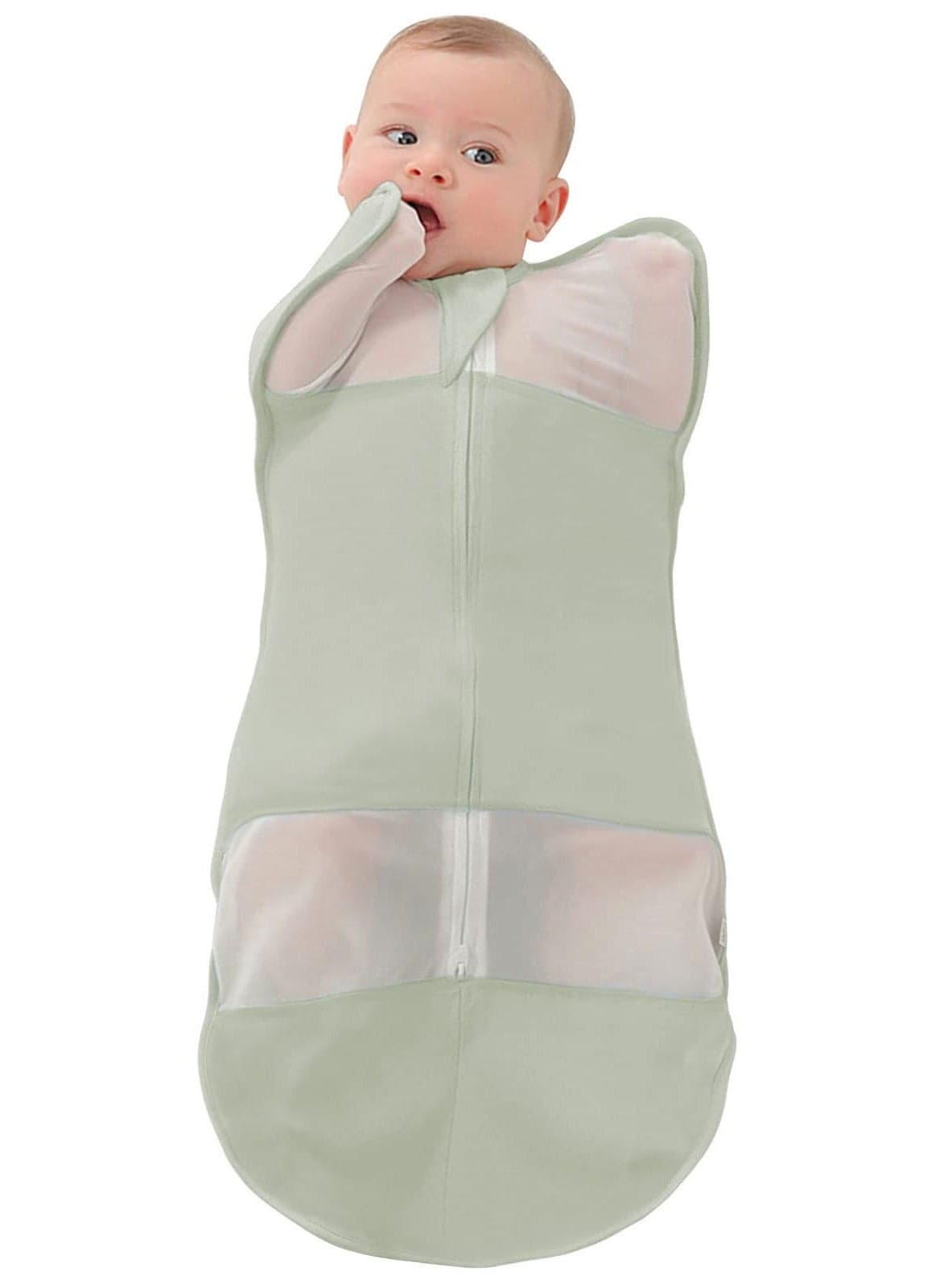 Baby Sleep Sack, Newborn Transitional Swaddle Arms Up Swaddle, 1.0 Tog Organic Cotton 2 Way Zipper, for Infant Boy Girl (Green, Size M, 3-6 Months)
