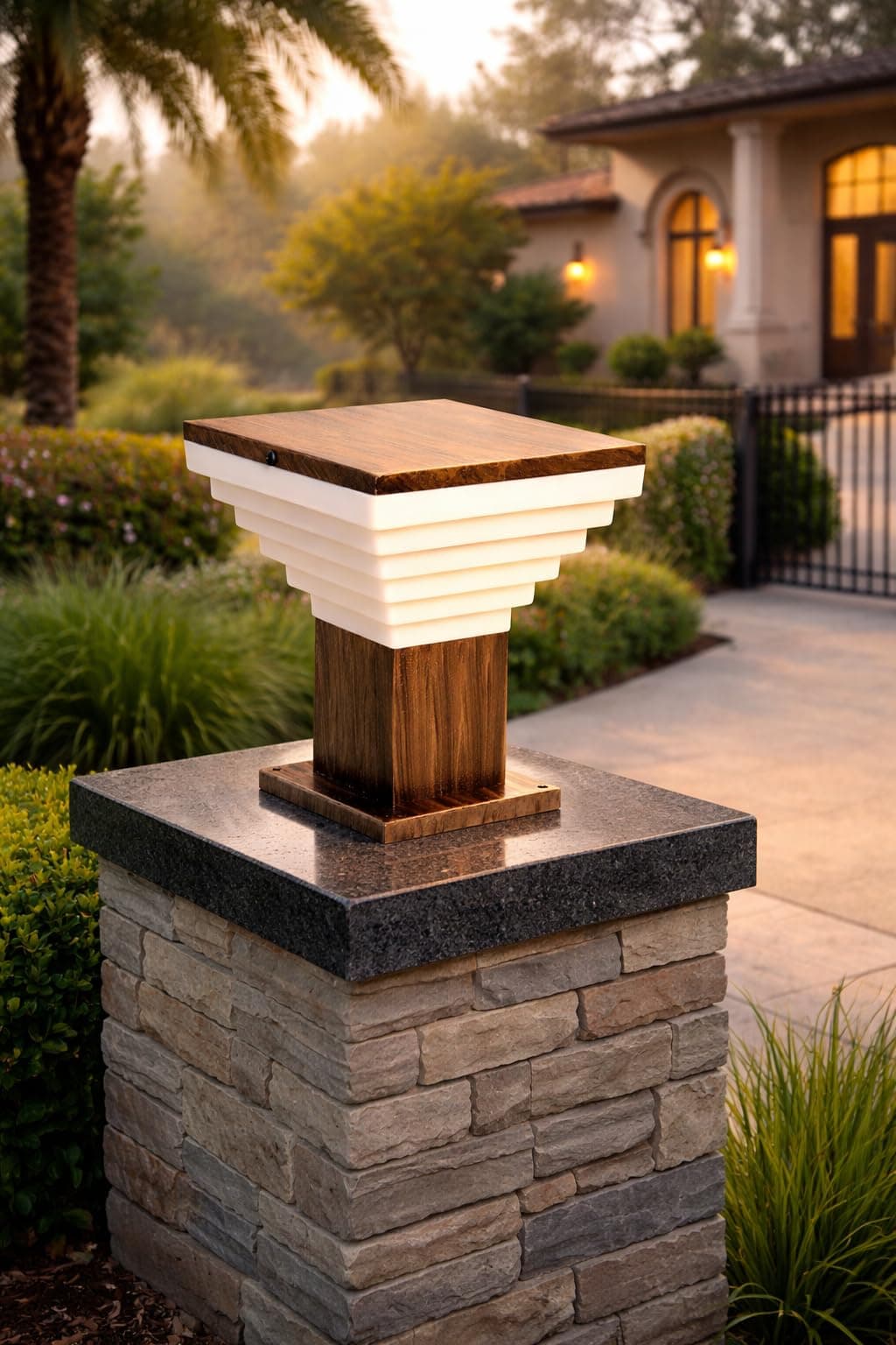 GAUVIK Modern Golden Antique Finish Outdoor Gate Pillar Light – Waterproof Garden Entrance Lamp for Home Entrance, Garden, Villa Entrance, Hotel & Restaurant Outdoor Area (Pack of 1) (with Bulb)