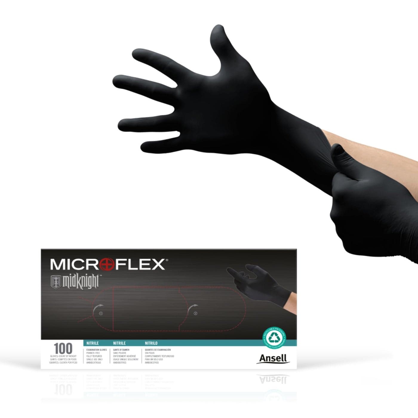 Microflex MK296 Black Disposable Nitrile Gloves LatexFree PowderFree Glove for Mechanics Automotive Cleaning or Tattoo Applications MedicalExam Grade Size Medium Box of 100 Units