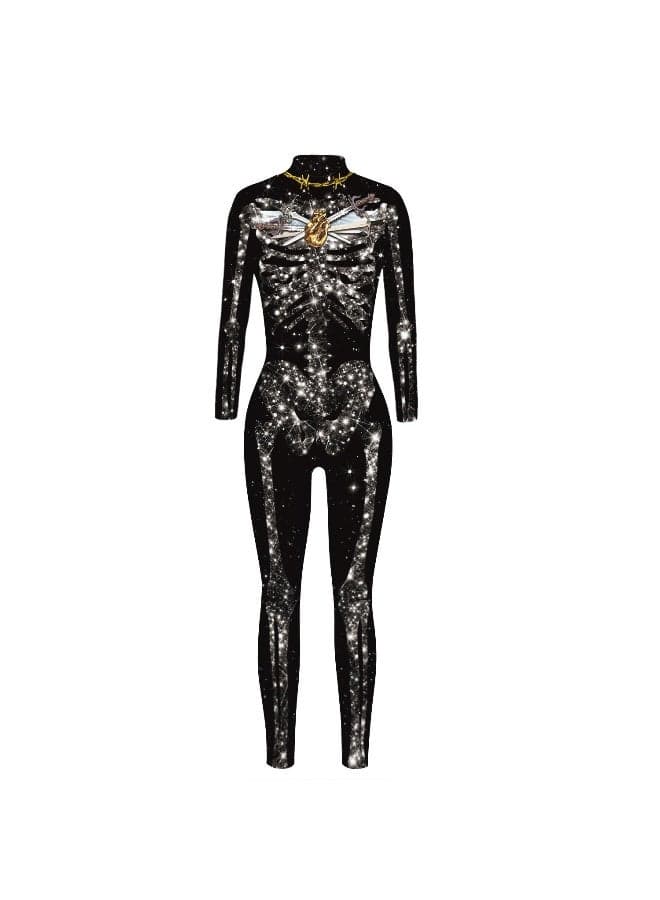 Cross-border European-american Trendy Brand Skull 3d Digital Printing Women's Body-hugging One-piece Pants