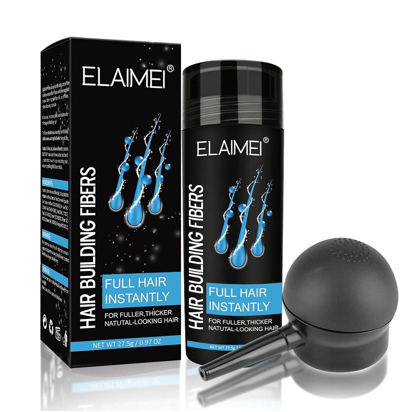 Hair Fibers for Thinning Hair Natural Formula Hair Fiber Hair Building Fibers Refill Thicker Hair in 15 Seconds Conceals Hair Loss Look Younger Designed for Men Women Black