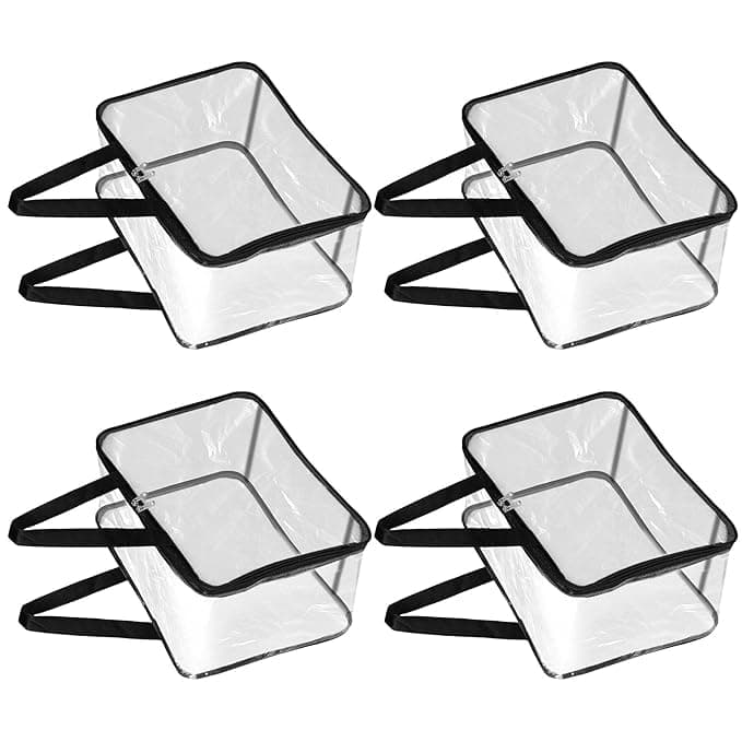 Clairs Multipurpose Transparent Storage Bag for Clothes PVC Packing Organizer For Sarees Clothes 40x32x22 CM Pack Of 4