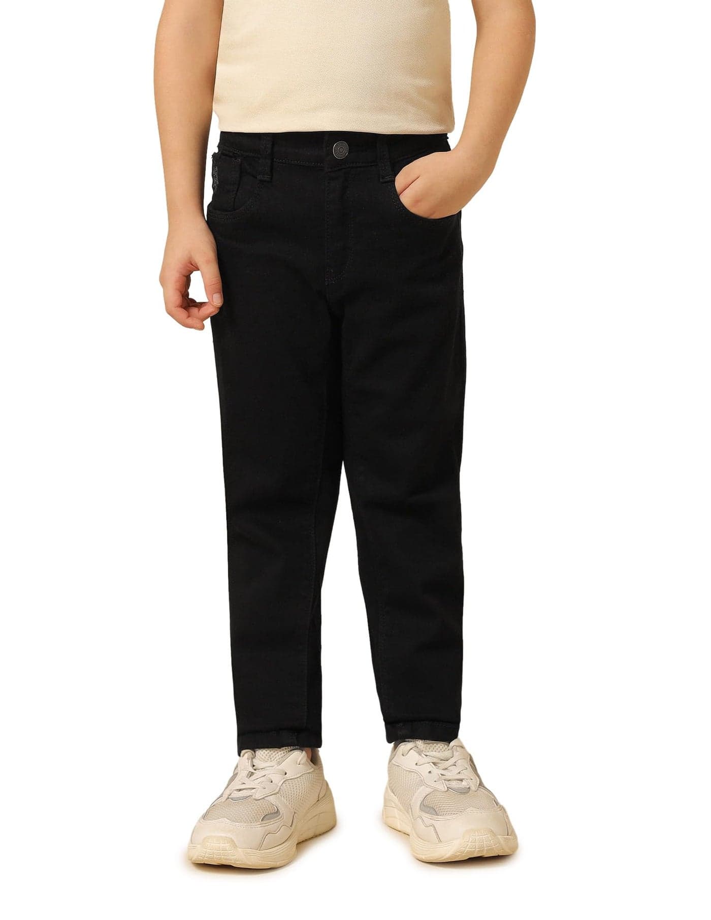 U.S. POLO ASSN. Slim Fit Jeans for Boys - Five Pockets, Mid-Rise Waist, Casual Kids Wear - ES, Black