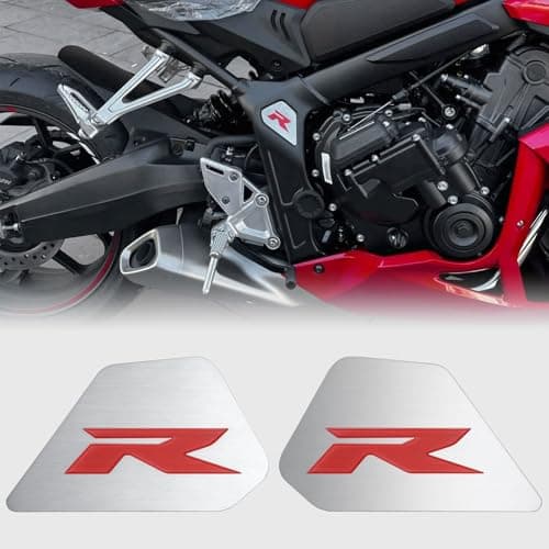 WOOGA Motorcycle Body Frame Filler fit for Ho&n&da CBR 650R CB650R 2019-2025 Frame Side Panel Cover Trim Covers Stainless Steel Badge Decoration Cover CBR 650 R Type R Emblem (Red)