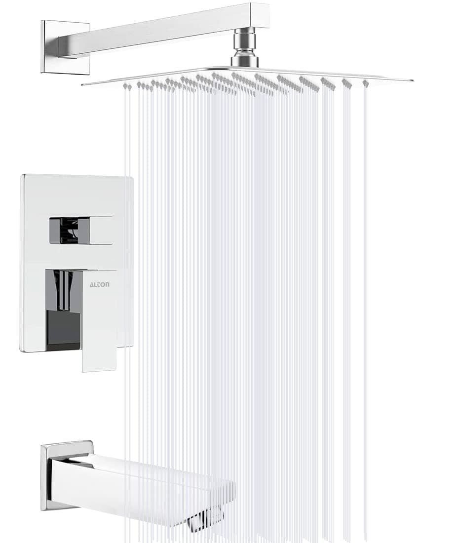 ALTON EDG14140 Brass, Concealed Body High Flow Diverter Full set With Overhead Shower and Bath Tub Spout (Chrome)