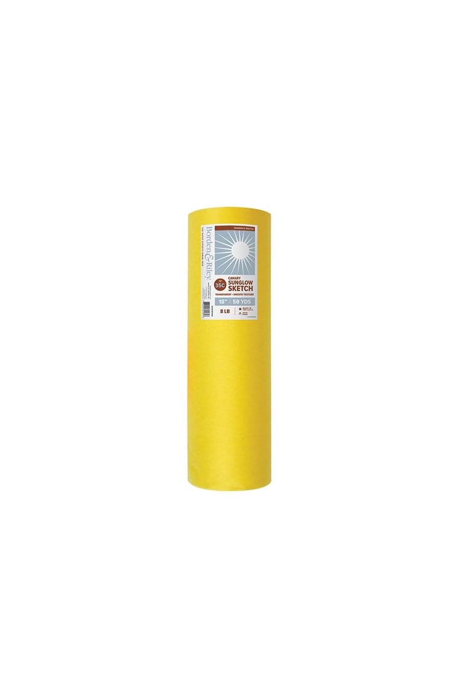 Borden Riley 18 x 50 Yards 35C SunGlo Thumbnail Sketch Paper 8 lb Canary Yellow 1 Roll Each