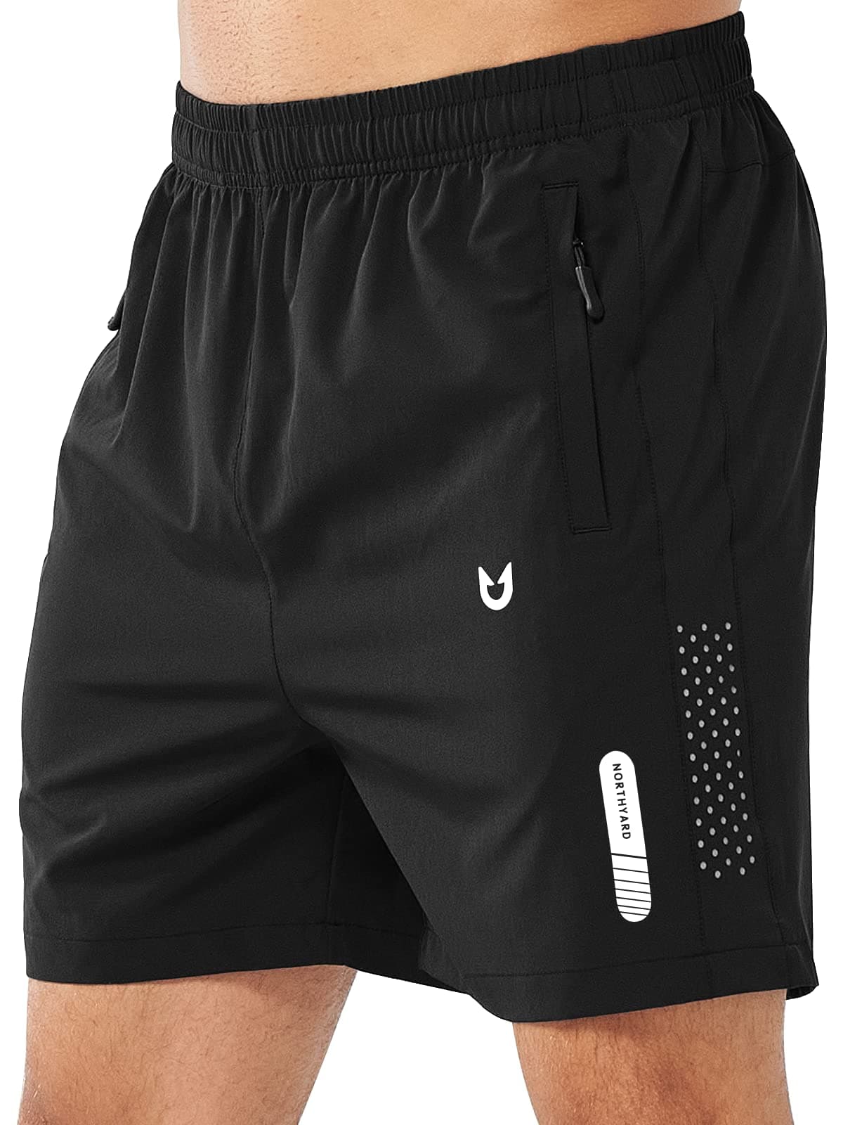 NORTHYARD Men's Athletic Running Shorts Quick Dry Workout Shorts 7"/ 5"/ 9" Lightweight Sports Gym Basketball Shorts Hiking Exercise Black-5inch 2XL