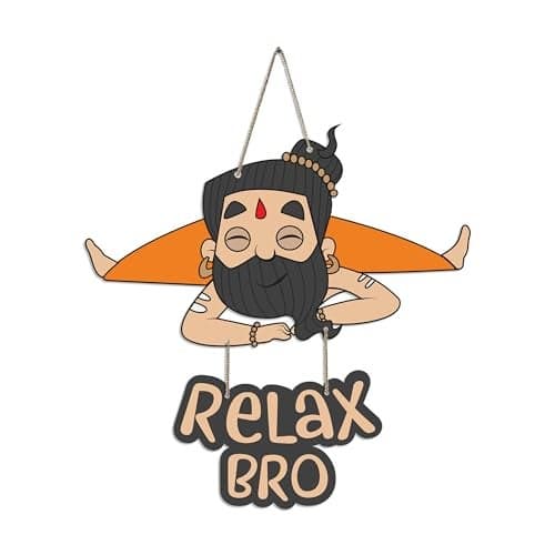 Artvibes Relax Bro Printed Wooden Wall Hanging with Quotes for Home Decor | Gifts | Living Room | Bedroom | Wooden Decorative Items | Modern Decoration | Artworks Wall Hangings (WH_5728N)