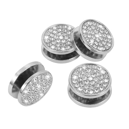 TOMALL Bling Car Hooks 4pcs Circle Shape Cute Dashboard Hooks for Keys Charging Cable Sunglasses Multifunctional Hanging Storage Universal Diamond Decorations for Car Home DIY White