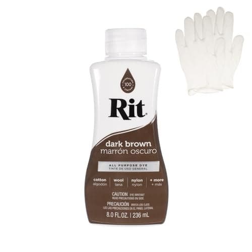Rit Dye Liquid Fabric Dye for Crafting Clothing and Dcor 8 oz Bottle Dark Brown Gloves Included