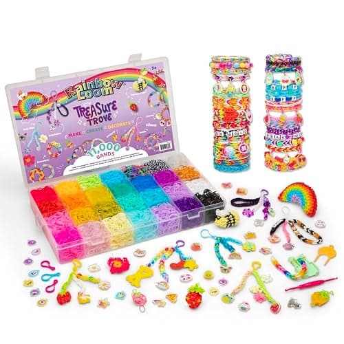 Rainbow Loom Treasure Trove DIY Rubber Band Bracelet Craft Kit with Case 11000 Loom Bands Accessories Design Create Ages 7 Exclusive