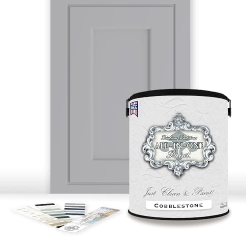 ALL-IN-ONE Paint, Durable cabinet and furniture paint. Built in primer and top coat, no sanding needed. Includes our 30 featured color card - Cobblestone (gray), Gallon