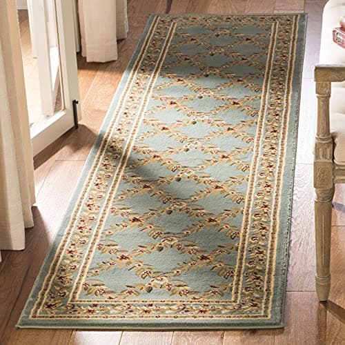 SAFAVIEH Lyndhurst Collection Runner Rug - 2'3" x 8', Blue & Blue, Traditional Floral Trellis Design, Non-Shedding & Easy Care, Ideal for High Traffic Areas in Living Room, Bedroom (LNH557-6565)