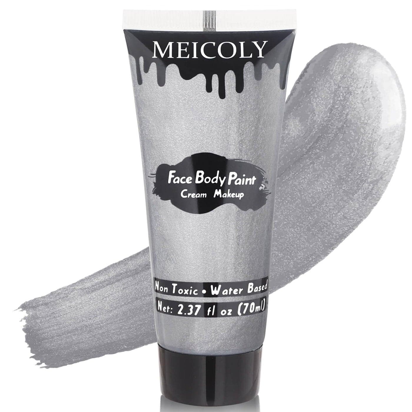 MEICOLY Cream Metallic Silver Face Body Paint237Oz Large Tube Water Based Full Body Paint for Adults and KidsProfessional Silver Face Paint for Halloween Tin Man SFX Special Effects Cosplay Makeup