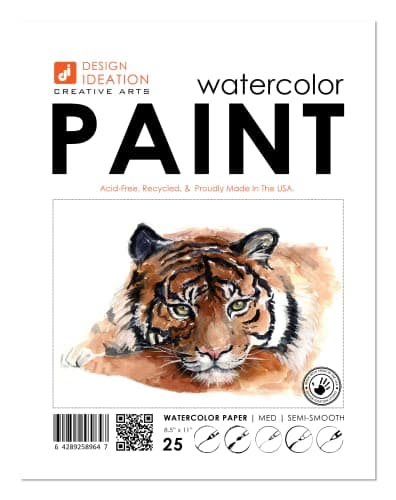Design Ideation Watercolor Paper SemiSmooth 67 LB MultiMedia Loose Sheet Pack 85 x 11 LPPM 25 Sheets