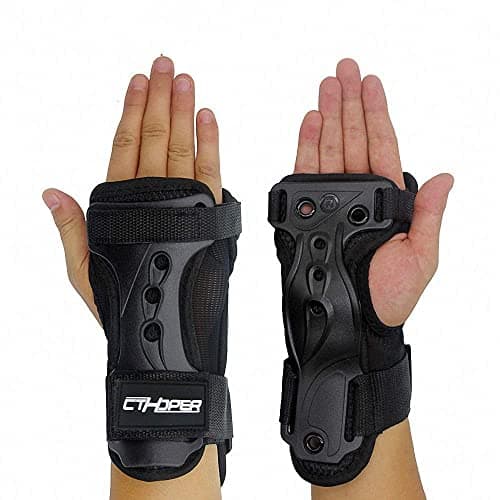 CTHOPER Skiing Gloves Roller Skating Wrist Palms Protective Gear Adjustable Gauntlets Wrist Guard Support for Snowboarding Skateboard Skating Skiing M