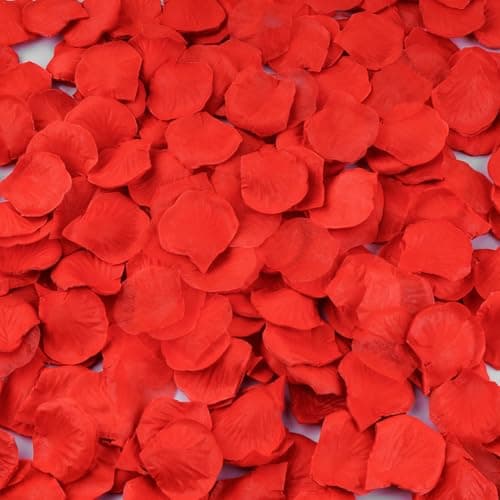 HongyiTime 4000 PCS Artificial Silk Rose Petals Decoration for Romantic Night, Wedding, Event, Party, Decoration, Color Red Rose Petals
