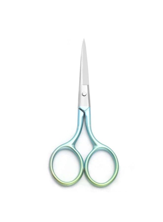 Multicolor Professional Grooming Scissors for Personal Care Facial Hair Removal and Ear Nose Eyebrow Trimming Stainless Steel Fine Straight Tip Scissors 3.9 Inch (Green)