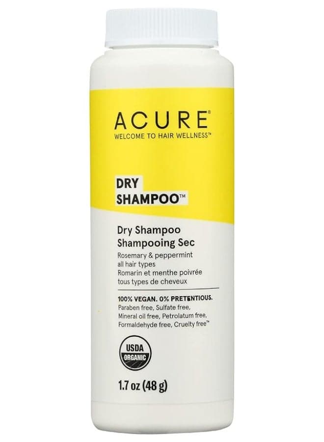 ACURE Dry Shampoo - All Hair Types | 100% Vegan | Certified Organic | Rosemary & Peppermint - Absorbs Oil & Removes Impurities Without Water | 1.7 Fl Oz