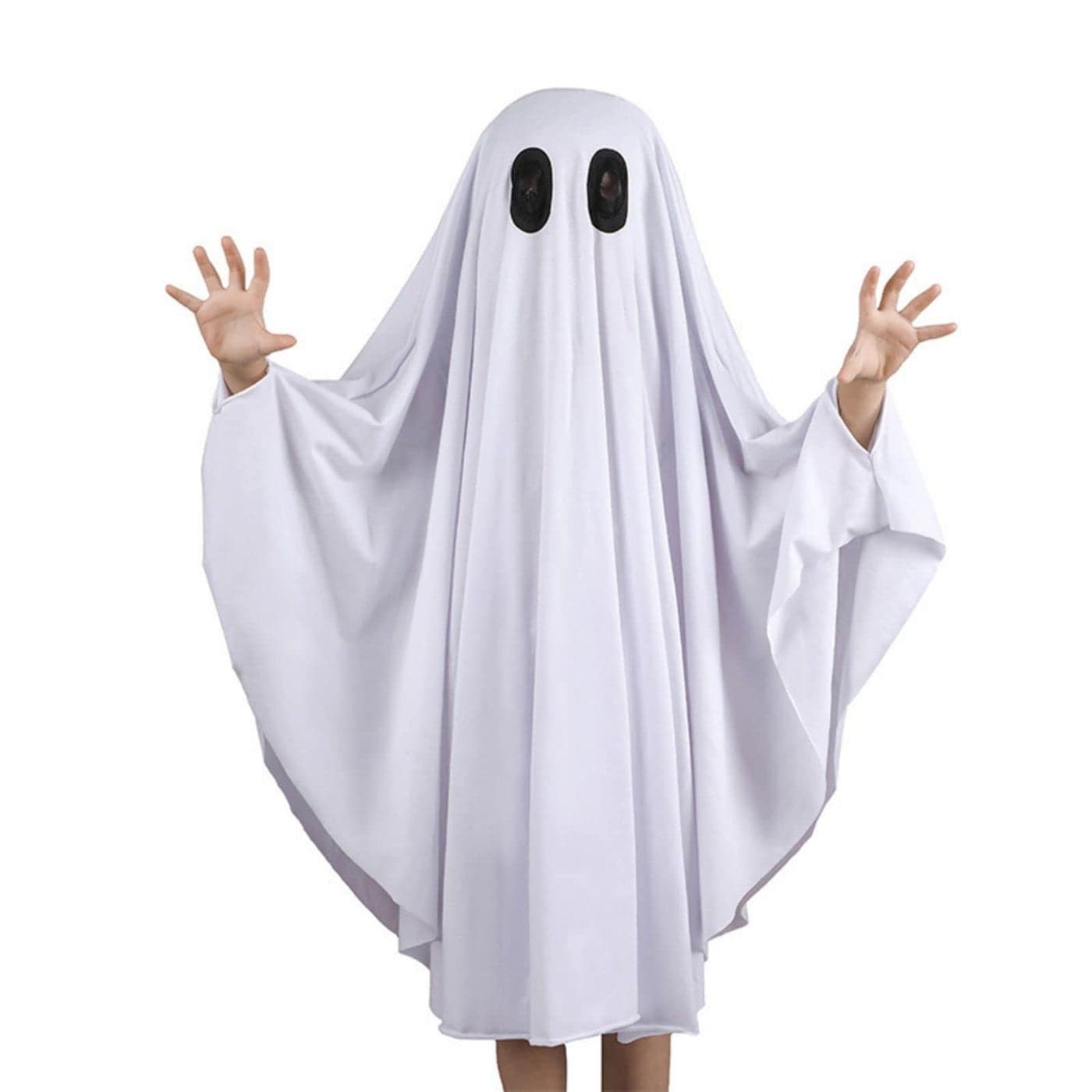 Noubeau Unisex Kid Ghost Costume Girl Halloween Fancy Dress Cosplay Boy White Boo Ghost Cloak Child Spooky TrickorTreatingWhiteM