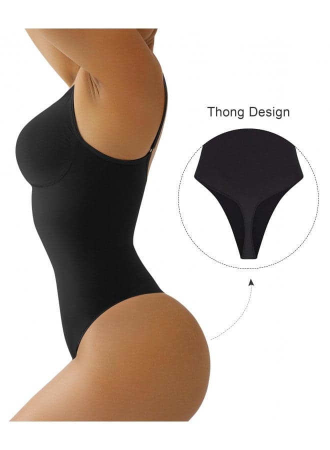 SHAPERX Women's Shapewear Bodysuit Tummy Control Body Shaper Seamless Sculpting Snatched Waist Body Suit,SZ5215-Black-L/XL