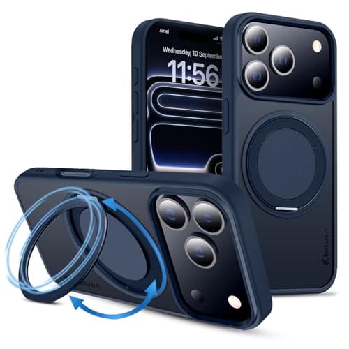 KARWAN Tough Shockproof Armor Back Case Cover Compatible with iPhone 17 Pro Max with 360 Degree Rotation Magnetic Attraction Ring Holder Heavy Duty Rugged Cover with Magnetic MagEase Wireless Charging